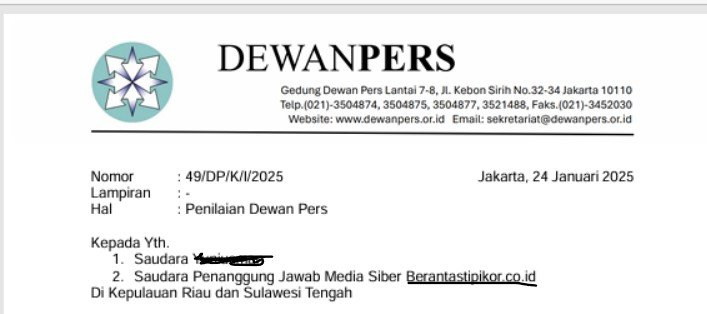 Media Berantastipikor.co.id Berpotensi Melanggar UU Pers setelah Diadukan ke Dewan Pers