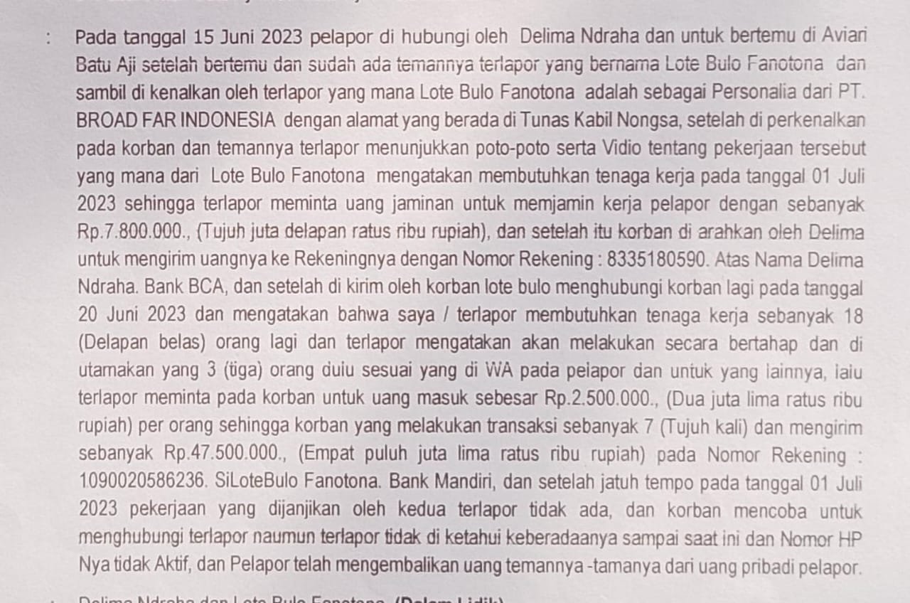 WPI FERADI & Team LIBAS Kepri Terima SP2HP Satreskrim Polresta Barelang Terkait Dugaan Penipuan