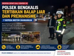 Respon Cepat Laporan Call Center 110, Polsek Bengkalis Tertibkan Balap Liar dan Amankan 7 Sepeda Motor